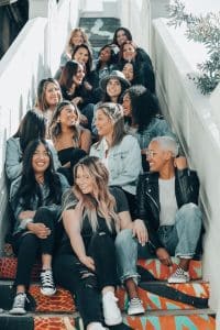 Group of friends sitting on the stairs