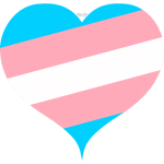 Trans flag over a heart