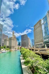 Photo of the river running through downtown Chicago